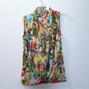 Kut From The Kloth Hawaiian Floral Sleeveless Top, Womens Xtra Small